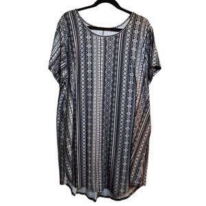 Bobbie Brooks stretchy dress 3x black tan earth tones